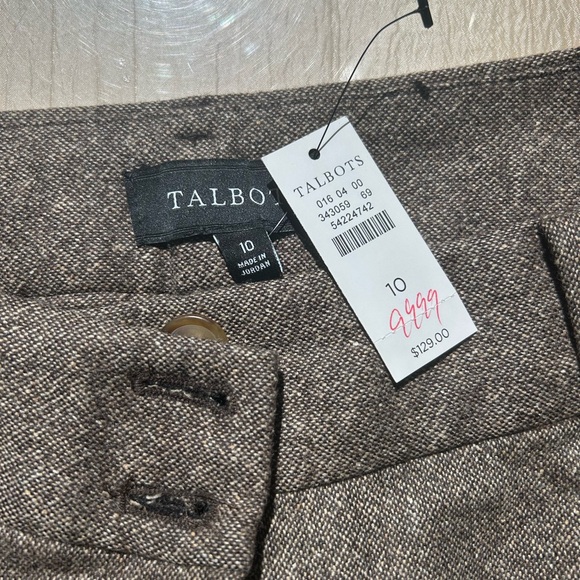 TALBOTS NWT Brown Tweed Lined Wool Trousers - Picture 5 of 8